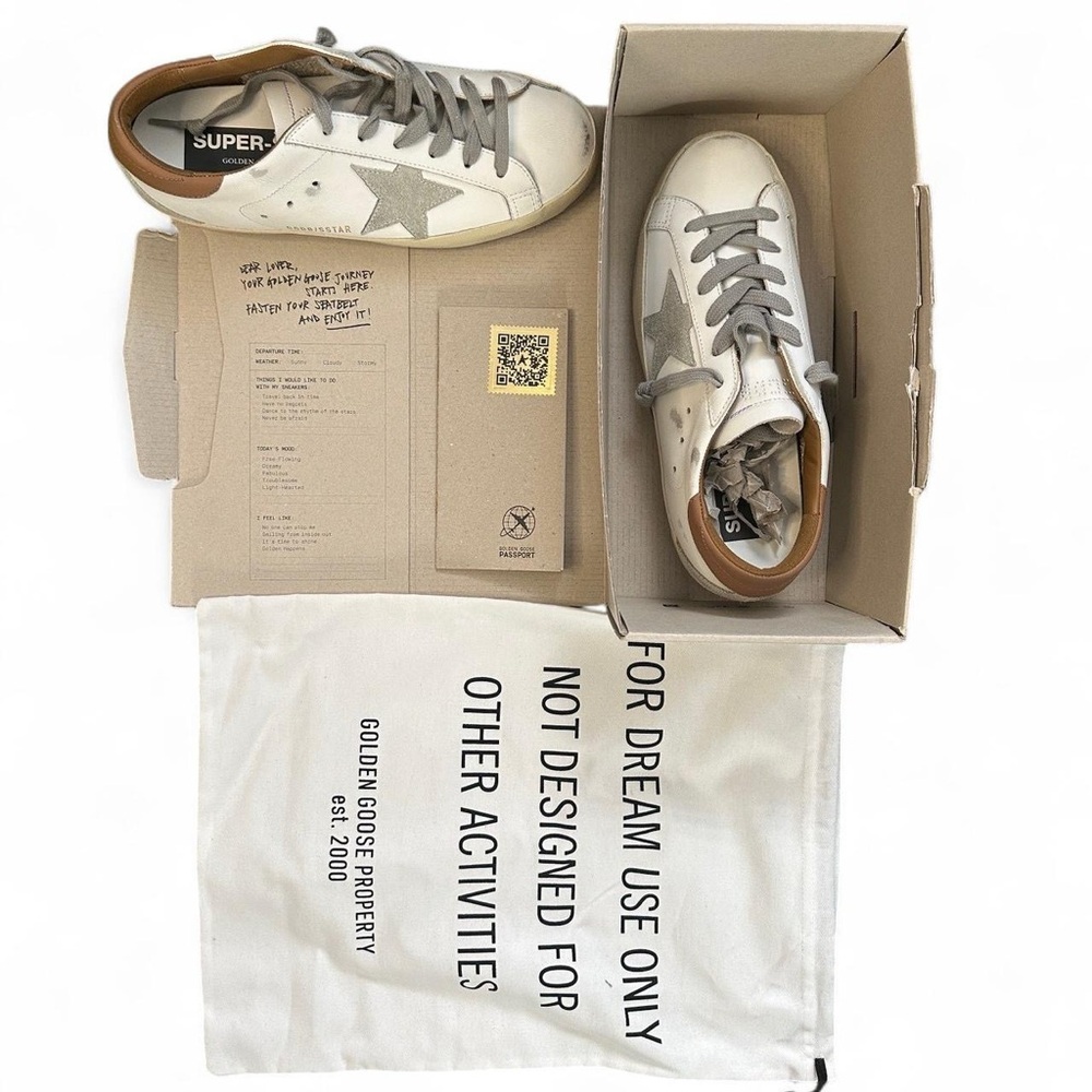 Golden Goose White and Gray Vintage Sneakers
